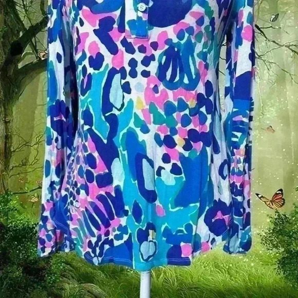 Lilly Pulitzer Lilias Tunic Multi Hit The Spot Long Sleeve Blouse SIZE XXS - Picture 4 of 10